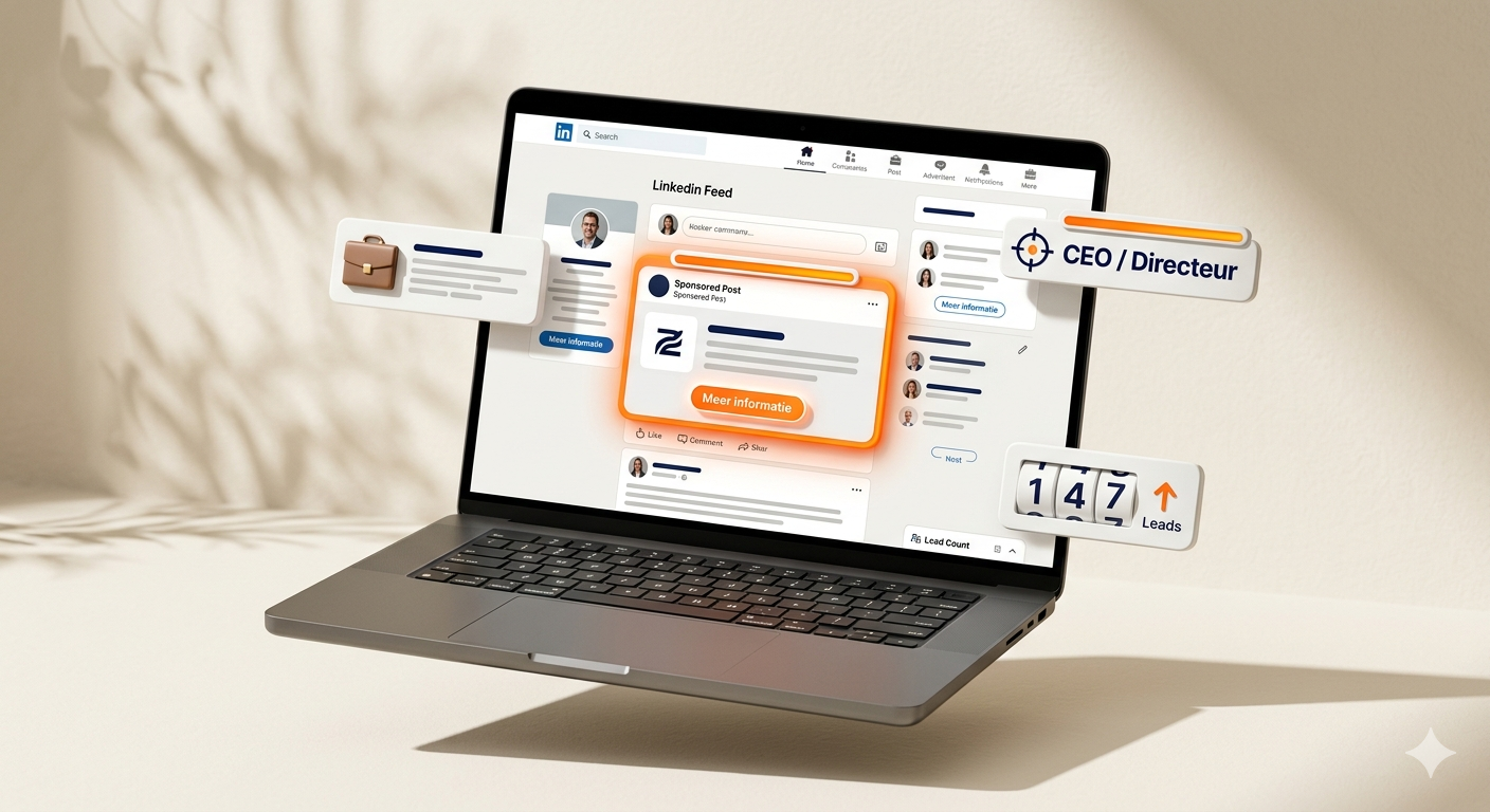 LinkedIn Ads resultaten met bereik van 18.000 beslissers, cost per lead en offerteaanvragen